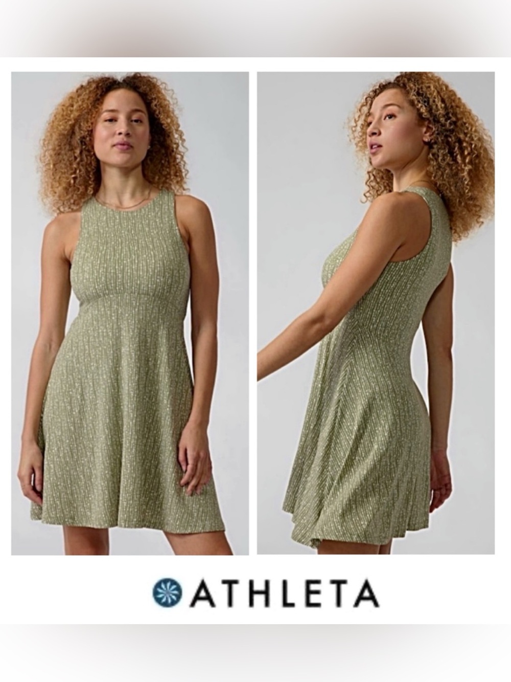 💥SALE-NWTS-$88 ATHLETA Santorini Dress L Curved Empire Waist Knee Length Dress